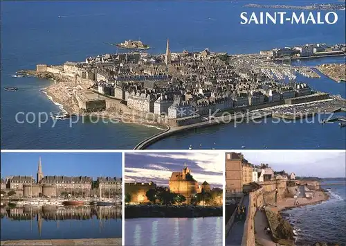 AK / Ansichtskarte Saint Malo Ille et Vilaine Bretagne Fliegeraufnahme Porte Donjon et Remparts Kat. Saint Malo