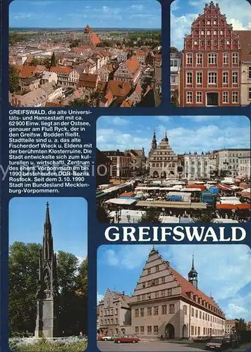 AK / Ansichtskarte Greifswald Universitaetsstadt Hansestadt Giebelhaus Markt Denkmal Geschichte