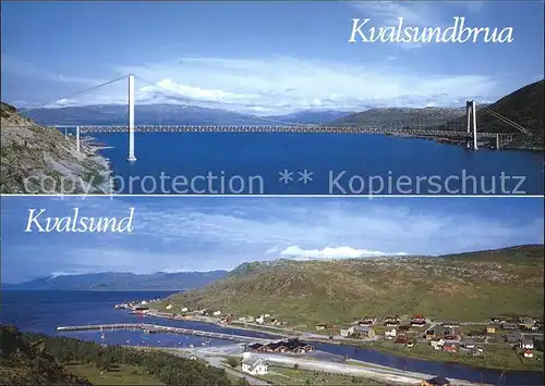 AK / Ansichtskarte Kvalsund Panorama Hafen Kvalsundbrua Haengebruecke