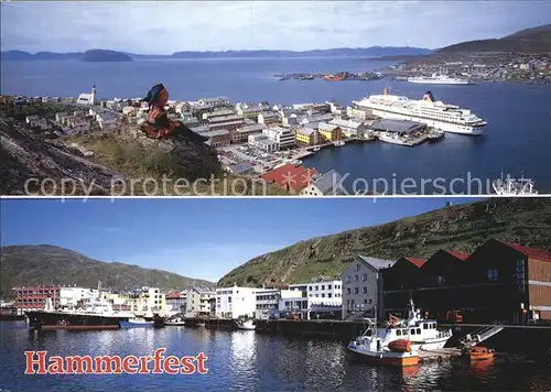 AK / Ansichtskarte Hammerfest Utsikt fra Salen og parti fra havna Hafen Passagierschiff Kat. Hammerfest
