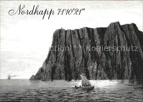 AK / Ansichtskarte Nordkapp Etter et gammelt trykk fra ca 1875 Zeichnung Kuenstlerkarte