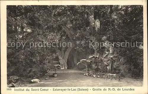 AK / Ansichtskarte Estavayer le Lac Institut de Sacre Coeur Grotte de ND de Lourdes Kat. Estavayer le Lac