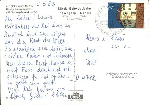 AK / Ansichtskarte Seilbahn Saentis Schwaegalp Gyrenspitz  Kat. Bahnen
