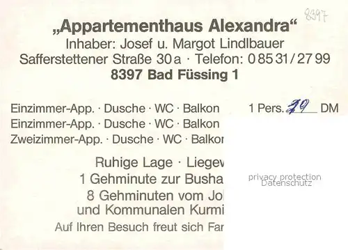 AK / Ansichtskarte Bad Fuessing Appartementhaus Alexandra Kat. Bad Fuessing