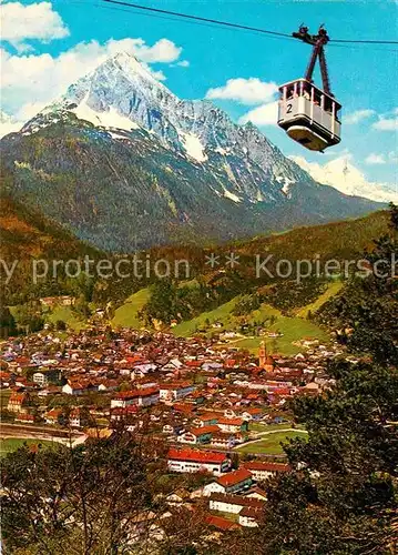 AK / Ansichtskarte Mittenwald Bayern Panorama Hoehenluftkurort gegen Wettersteinspitze Alpspitze Karwendelbahn Kat. Mittenwald