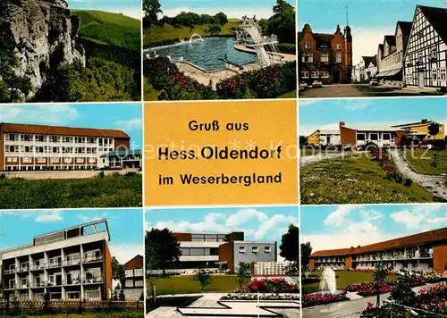 AK / Ansichtskarte Hessisch Oldendorf Teilansichten Freibad Schule Minigolf Landschaft Felsen Weserbergland Kat. Hessisch Oldendorf