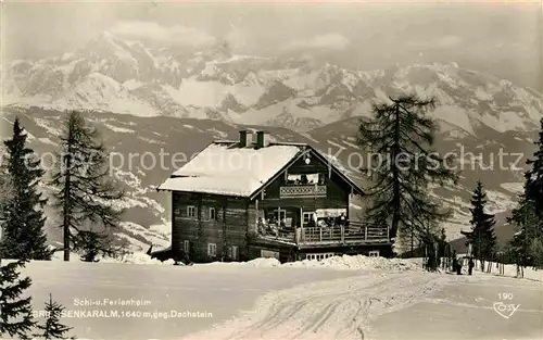 AK / Ansichtskarte Flachau Griessenkaralm Schiheim Ferienheim Dachsteingebirge Winterpanorama Kat. Flachau