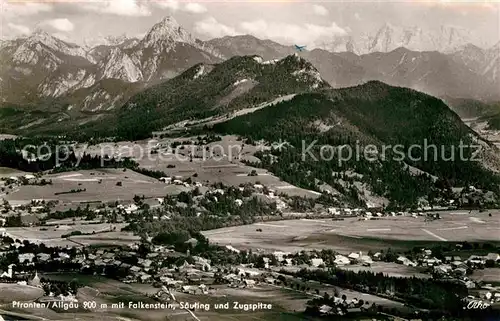 AK / Ansichtskarte Pfronten mit Falkenstein Saeuling und Zugspitze Fliegeraufnahme Kat. Pfronten