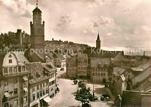 AK / Ansichtskarte Ravensburg Wuerttemberg Marienplatz mit Mehlsack Turm Wahrzeichen Veitsburg Blaserturm St Christina Kirche Kat. Ravensburg