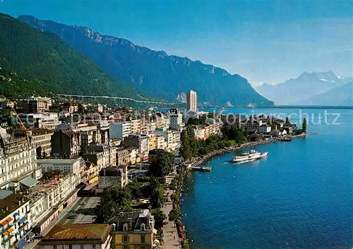 AK / Ansichtskarte Montreux VD Vue partielle Lac Leman et les Dents du Midi Genfersee Alpen Kat. Montreux