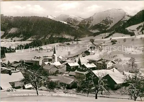 AK / Ansichtskarte Steibis Ortsansicht mit Kirche Wintersportplatz Allgaeuer Alpen Kat. Oberstaufen