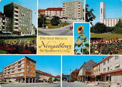 AK / Ansichtskarte Neugablonz Kirche Strassenansicht Sonnenblume  Kat. Kaufbeuren