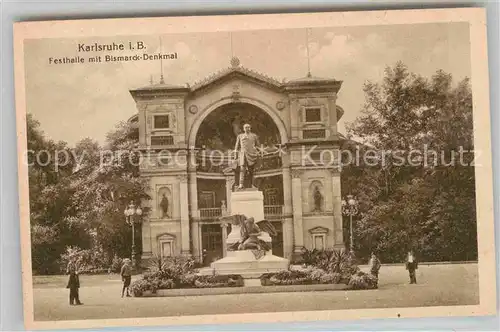 AK / Ansichtskarte Karlsruhe Baden Festhalle Bismarckdenkmal