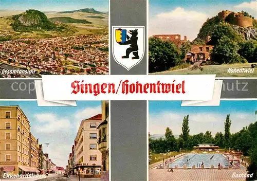 AK / Ansichtskarte Singen Hohentwiel Ekkehardstrasse Aachbad Burgruine Panorama Kat. Singen (Hohentwiel)