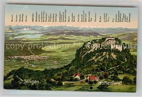 AK / Ansichtskarte Singen Hohentwiel Panoramakarte Bodensee Alpen Kat. Singen (Hohentwiel)