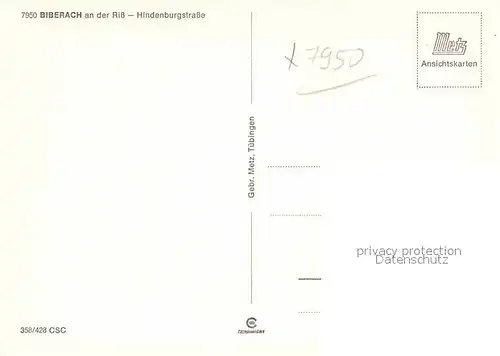 AK / Ansichtskarte Biberach Riss Hindenburgstrasse Kat. Biberach an der Riss