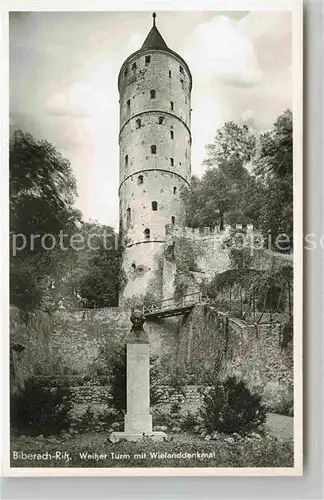 AK / Ansichtskarte Biberach Riss Weisser Turm Wielanddenkmal Kat. Biberach an der Riss