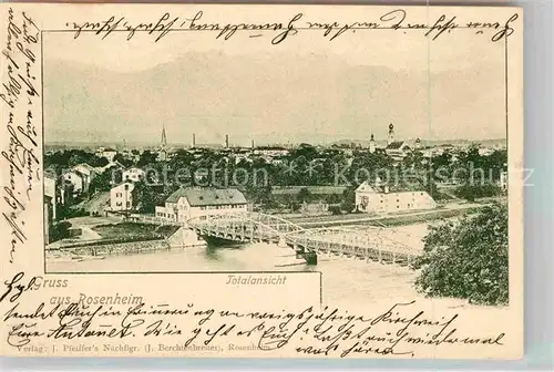 AK / Ansichtskarte Rosenheim Bayern Innbruecke Kirche Panorama Kat. Rosenheim