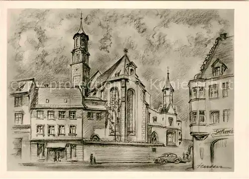 AK / Ansichtskarte Augsburg Sankt Anna Kirche Zeichnung Kuenstlerkarte Kat. Augsburg