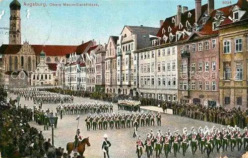 AK / Ansichtskarte Augsburg Militaerparade Obere Maximiliansstrasse  Kat. Augsburg