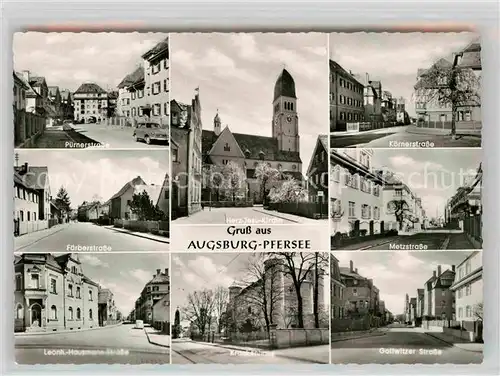 AK / Ansichtskarte Pfersee Pruemerstrasse Herz Jesu Kirche Gollwitzer Strasse Kat. Augsburg