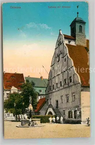 AK / Ansichtskarte Grimma Rathaus Brunnen Feldpost Kat. Grimma