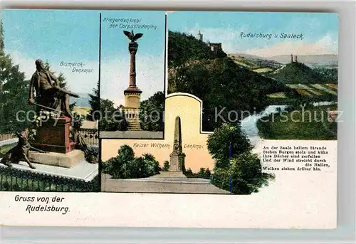 AK / Ansichtskarte Rudelsburg Saaleck Denkmal Corpsstudenleg Bismarck Denkmal Kaiser Wilhelm Kat. Bad Koesen