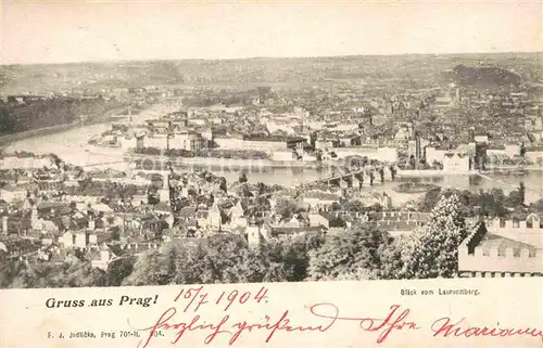 AK / Ansichtskarte Prag Prahy Prague Aussicht vom Laurenziberg Moldau Bruecke Kat. Praha