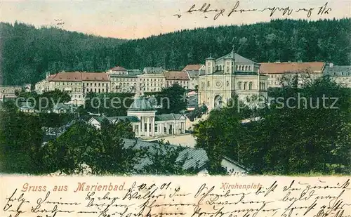 AK / Ansichtskarte Marienbad Tschechien Boehmen Kirchenplatz Kat. Marianske Lazne