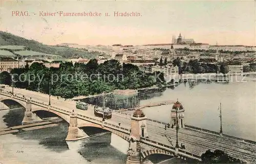 AK / Ansichtskarte Prag Prahy Prague Kaiser Franzensbruecke Hradschin Prager Burg Kat. Praha