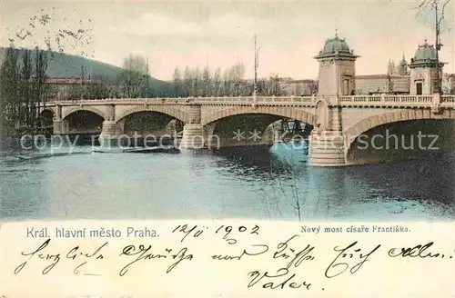 AK / Ansichtskarte Prag Prahy Prague Novy most cisare Frantiska I Kaiser Franzens Bruecke Moldau Kat. Praha