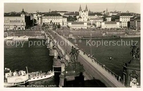 AK / Ansichtskarte Prag Prahy Prague Most Palackeho a nabrezi Moldau Bruecke Kat. Praha