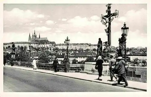 AK / Ansichtskarte Prag Prahy Prague Karluv most a Hradcany Karlsbruecke Prager Burg Kat. Praha