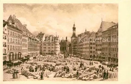 AK / Ansichtskarte Alt Muenchen Marienplatz 1835 Kuenstlerkarte Ludwig Huber Kat. Muenchen