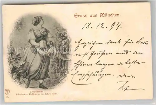 AK / Ansichtskarte Muenchen Muenchner Kellnerin im Jahre 1840 Kat. Muenchen