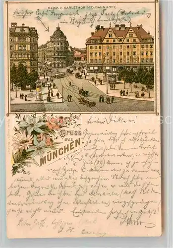 AK / Ansichtskarte Muenchen Blick vom Karlstor zum Bahnhof Kat. Muenchen