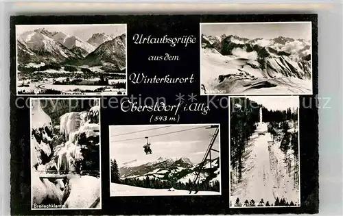 AK / Ansichtskarte Oberstdorf Panorama Nebelhorn Breitachklam Sessellift Skiflugschanze Kat. Oberstdorf