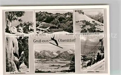 AK / Ansichtskarte Oberstdorf Maedelegabel Nebelhorn Bergstation Gemsenrudel Breitachklamm Panorama Nebelhornbahn Kat. Oberstdorf
