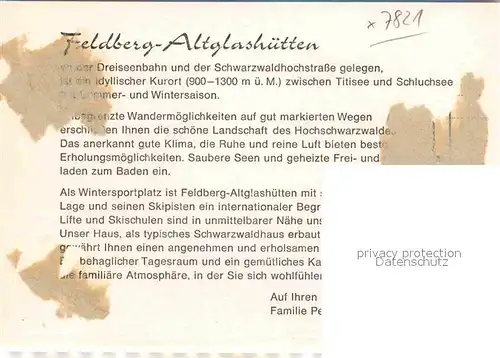 AK / Ansichtskarte Altglashuetten Haus Schlehdorn Gastraeume Ortsansicht Kat. Feldberg (Schwarzwald)