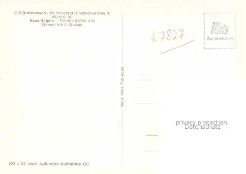 AK / Ansichtskarte Dittishausen Pension Haus Naegele Kat. Loeffingen