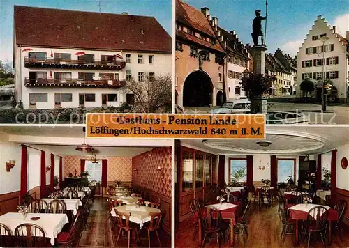 AK / Ansichtskarte Loeffingen Gasthaus Pension Linde Marktbrunnen Speiseraum Kat. Loeffingen