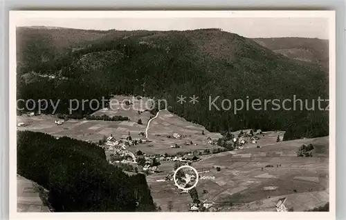 AK / Ansichtskarte Obertal Baiersbronn Fliegeraufnahme Hotel Pension Sonne Kat. Baiersbronn