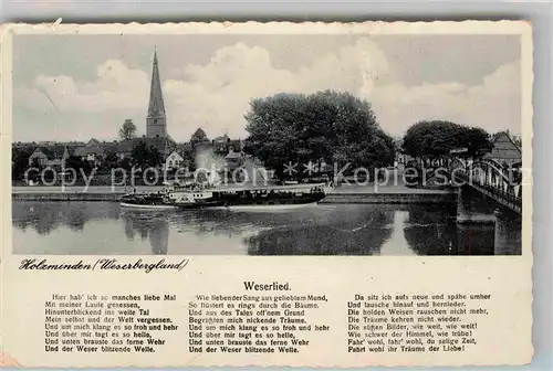 AK / Ansichtskarte Holzminden Weser Weserlied Dampfer Bruecke Kirche Kat. Holzminden