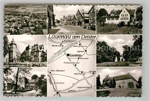AK / Ansichtskarte Lauenau Marktstrasse Felsenkeller Ehrenmal Domaene Schloss Meusenbug Schloss Muenchhausen Kat. Lauenau