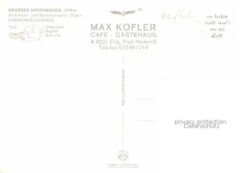 AK / Ansichtskarte Grosser Ahornboden Fliegeraufnahme mit Karwendel 