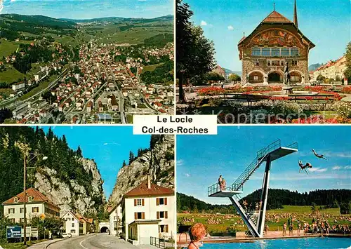 AK / Ansichtskarte Le Locle Vue generale Col des Roches Hotel de Ville La Piscine Kat. Le Locle