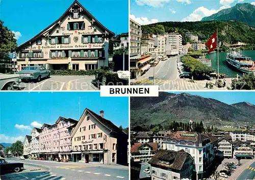 AK / Ansichtskarte Brunnen SZ Gasthaus Pension Ochsen Teilansichten Schiffslaende Kat. Brunnen