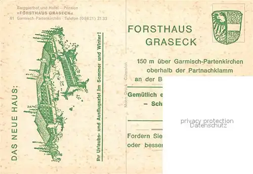 AK / Ansichtskarte Garmisch Partenkirchen Hotel Foersthaus Graseck Kat. Garmisch Partenkirchen