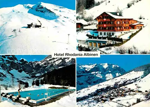 AK / Ansichtskarte Albinen VS Hotel Rhodania Schwimmbad Skipiste Teilansicht  Kat. Albinen