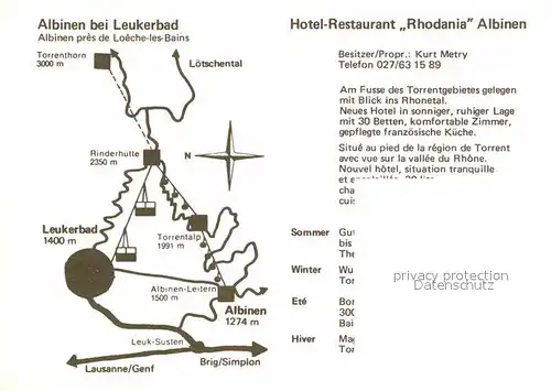 AK / Ansichtskarte Albinen VS Hotel Rhodania Schwimmbad Skipiste Teilansicht  Kat. Albinen